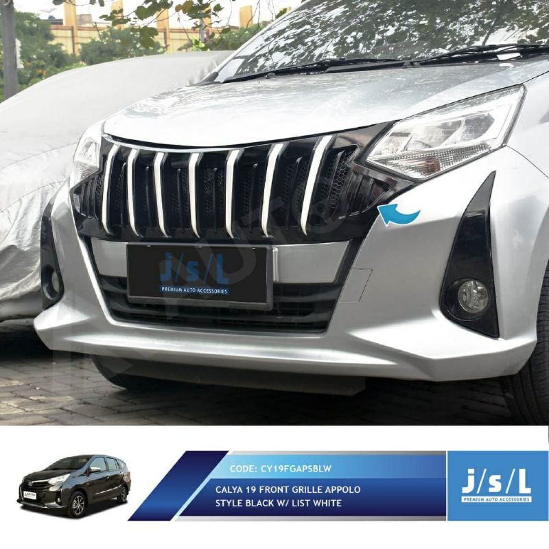 front grill depan Calya 2019 Appolo hitam list merah silver chrome kuning putih biru gold jsl