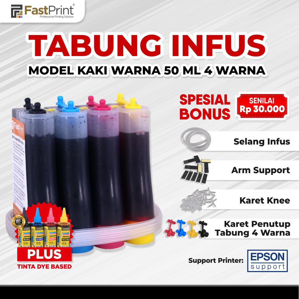 Paket Tabung Plus Ink 4 Warna 50ML 50 ML Kaki Warna