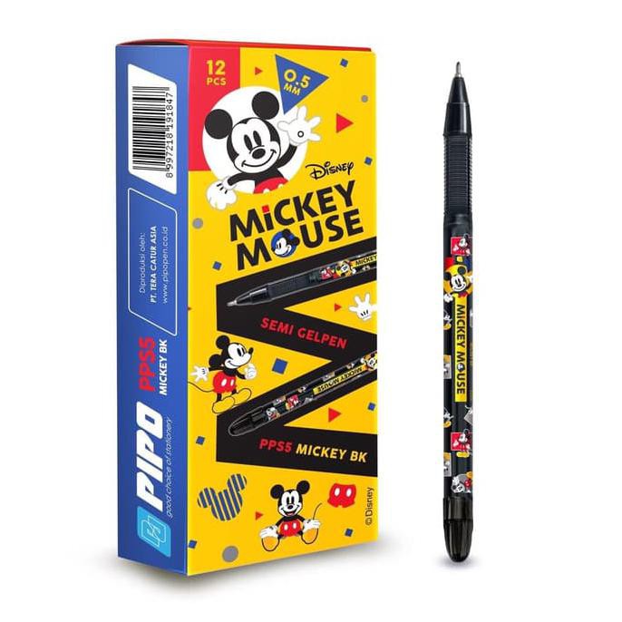 

PIPO pen gel pps5 hot print mickey mouse isi 12pcs tinta hitam