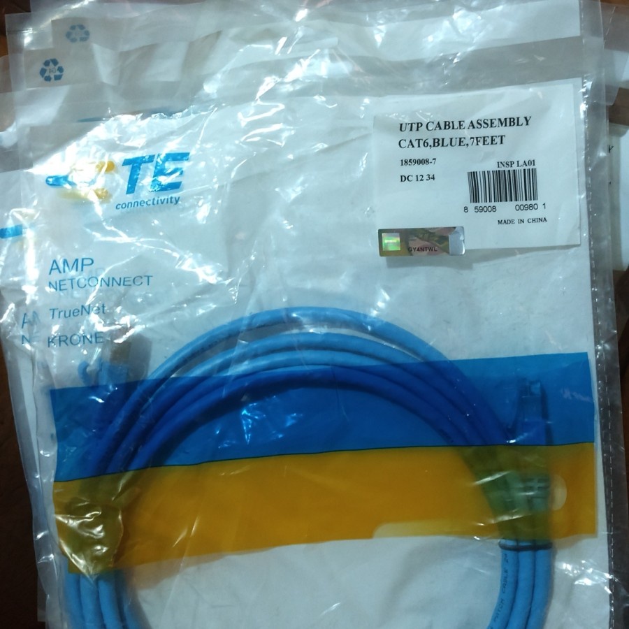 Kabel Lan Utp Cable Patch Cord Cat6 4Feet - 1.5Meter Merk Amp Original