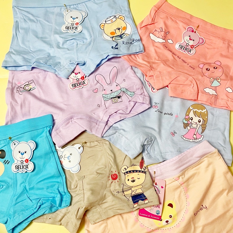 Celana Dalam Boxer Anak Selica Premium Super Soft Cotton Spandex