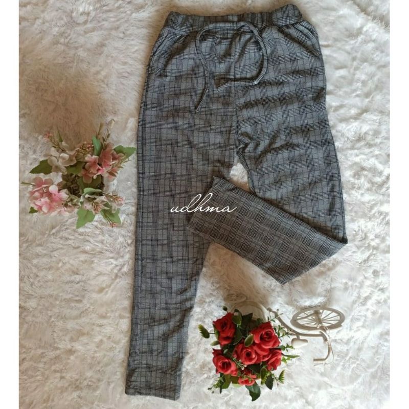 Celana Doty Celana tartan motif kotak/ Celana wanita kotak kotak/  Baggy pant motif kotak