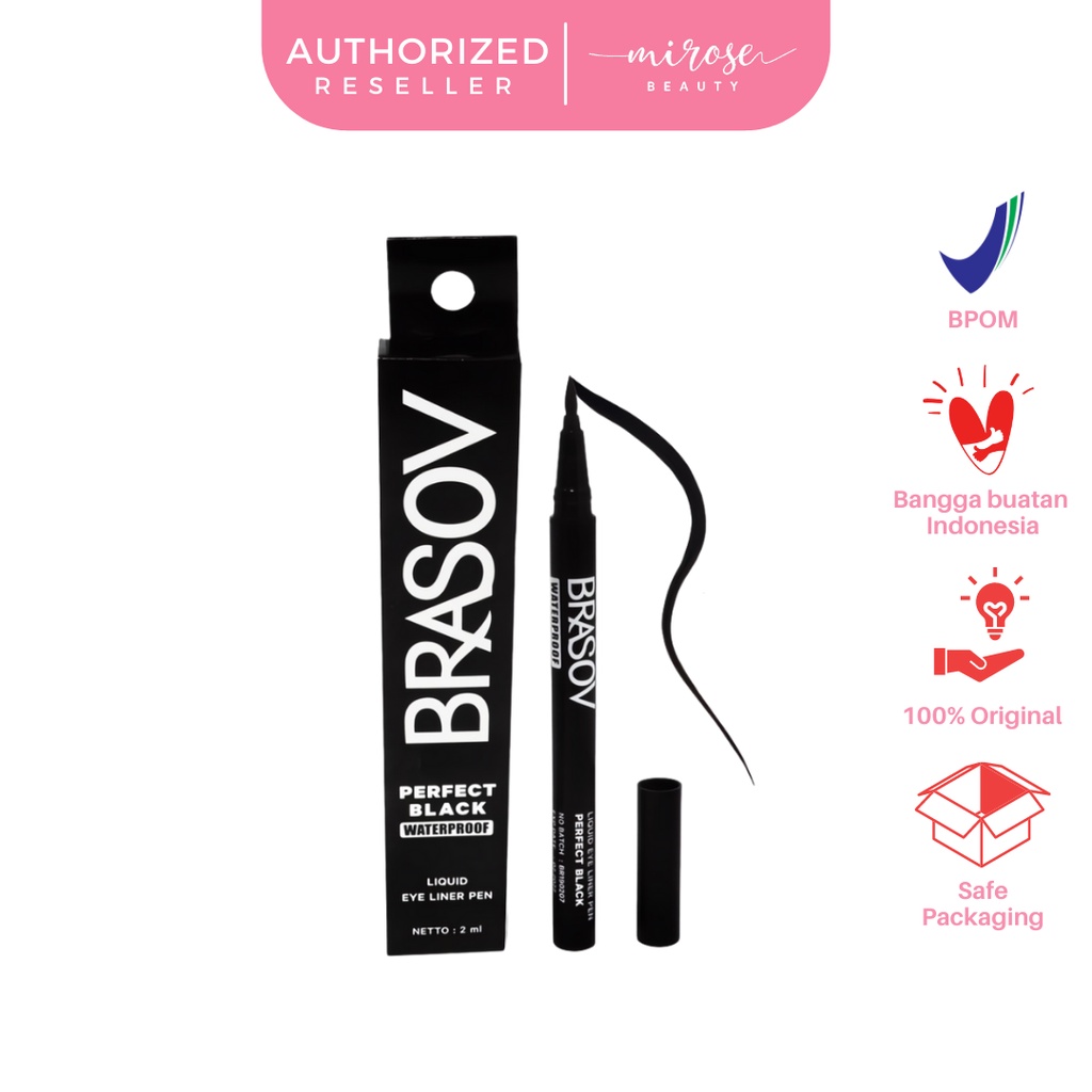 BRASOV Pulpen Eyeliner Netto 2 ML Perfect Black Waterproof Liquid Eye Liner Pen XX-CT Hitam