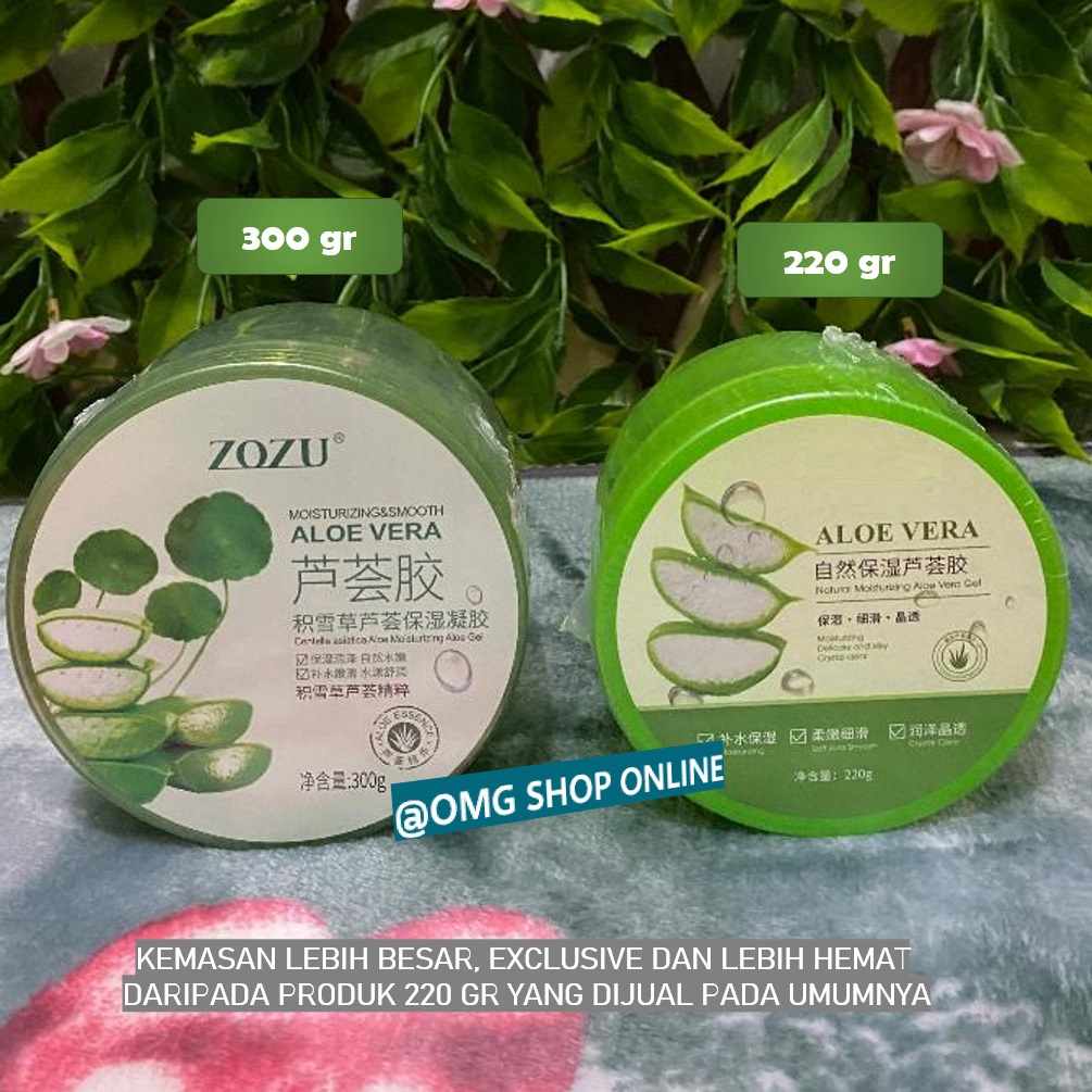 Zozu Aloe Vera Soothing Gel 92% (300 ml) ORIGINAL Kemasan Besar / Aloe Vera Gel Ori untuk Wajah Glowing / Masker Wajah Pelembab / Gel Untuk Masker Rambut Bibir Kering Masker Mata Panda Skincare Aloe Vera Soothing Gel Wajah Glowing Pembersih Daki Ketiak