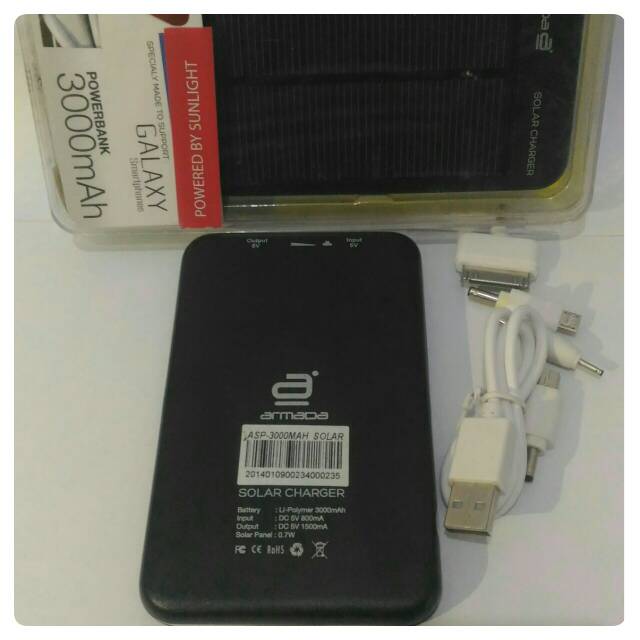 POWER BANK SOLAR CHARGER ARMADA 3000 MAH POWERED BY SUNLIGHT GALAXY SMARTPHONES