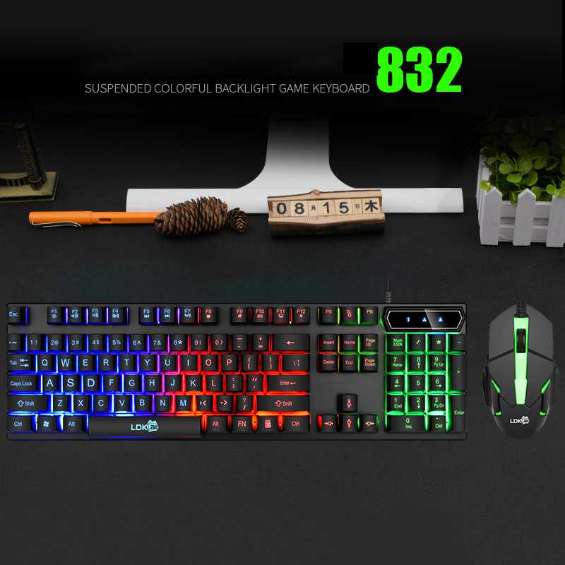 LDKAI 832 GAMING KEYBOARD LED WITH MOUSE PC KOMPUTER EXTERNAL EKSTERNAL LAPTOP NOTEBOOK PORTABLE NIR