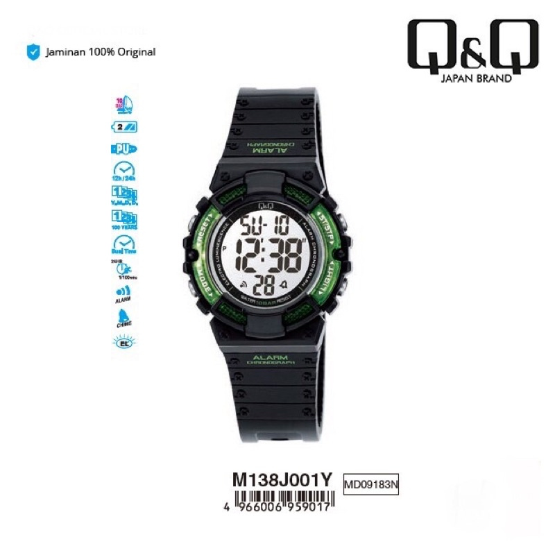 Q&amp;Q Jam Tangan Casual Fashion Digital - M138 M138J Water Resist ORIGINAL