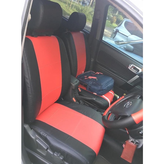 Paling Murah  Sarung Jok Mobil Calya Sigra Ready Stok Bahan Nyaman Siap Kirim - Hitam Merah
