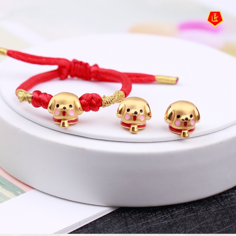 [Ready Stock]Cute Puppy Lucky Beads Gold Bracelet