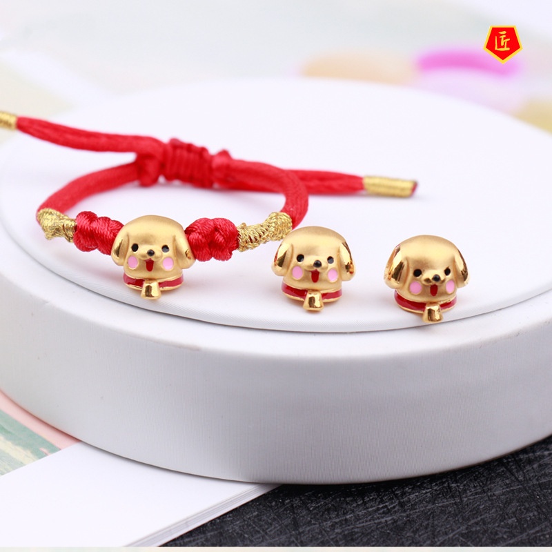 [Ready Stock]Cute Puppy Lucky Beads Gold Bracelet