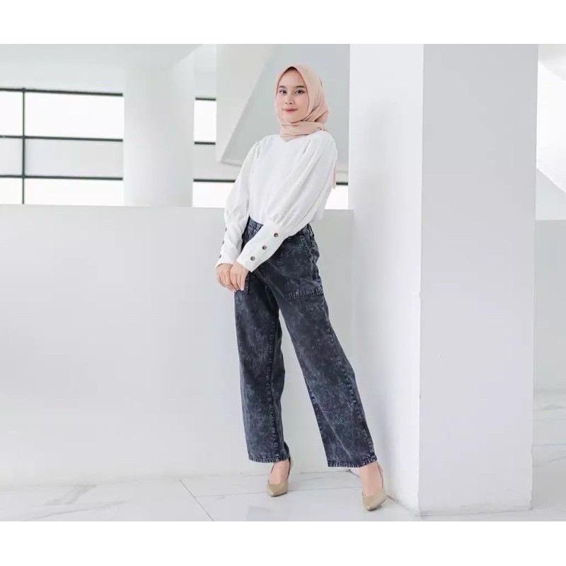 1KG MUAT 4PCS | CELANA KULOT JEANS HIGHWAIST WARNA PASTELA HITS SELEBGRAM FASHION WANITA