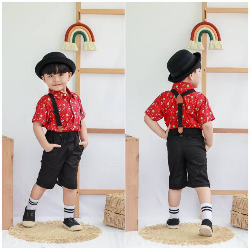 Setelan Suspender Anak Jonas Suspender Set by Jovanka
