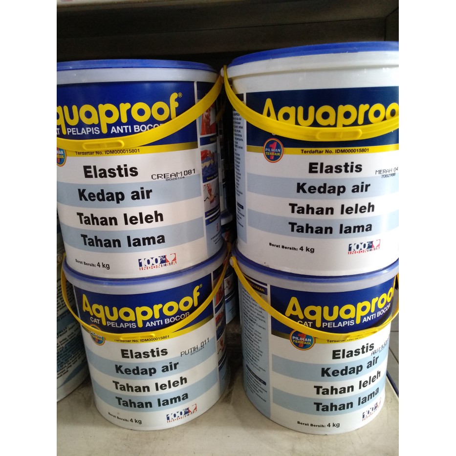 Aquaproof 4 kg Galon Hijau Hitam Putih Abu Cream Pink Biru Merah Terrakota Trans