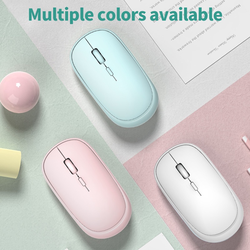 Wireless Mute Mouse Slim Tipis Optical Bisukan Mouse Minimalism Warna Macaron dengna desain 2.4G untuk PC Laptop