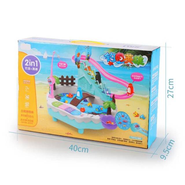 Tma / Mainan Anak 2 in 1 Pancingan Ikan Magnet Kombi Track Racers Penguin