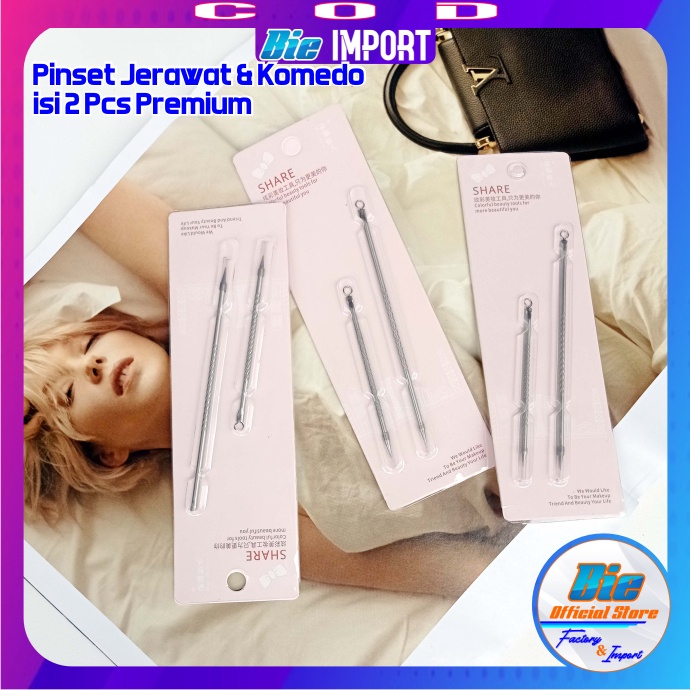 Isi 3 Pcs Alat Pencet Komedo Jerawat / Pinset Jerawat komedo stainless