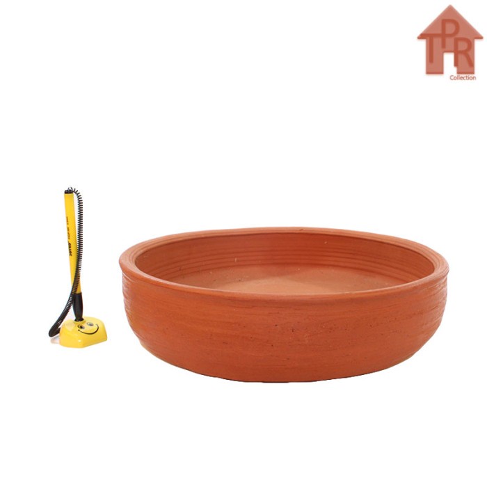 Terakota - Pot Bunga Tanah Liat Bonsai Ceper D35