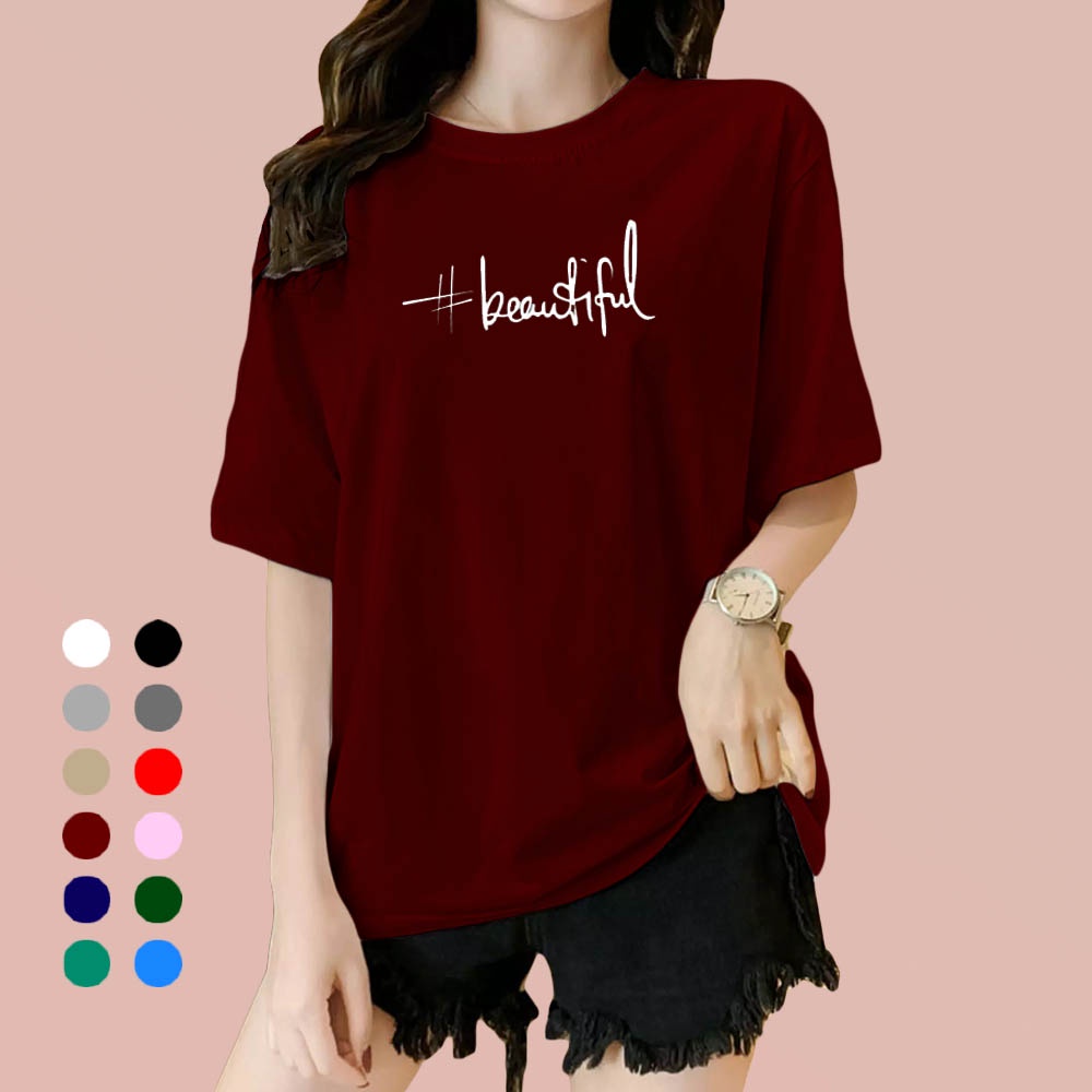 Kaos Wanita Beautiful / Kaos Soft Katun / Atasan Wanita - Pria (Unisex)