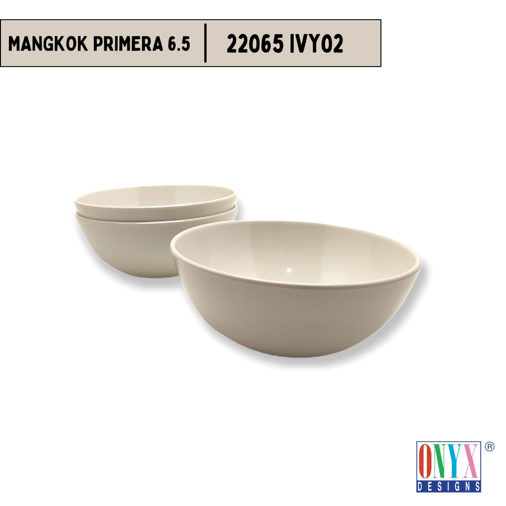 3 Pcs, Mangkok 6.5" Onyx Melamin Primera Series Polos - 22065