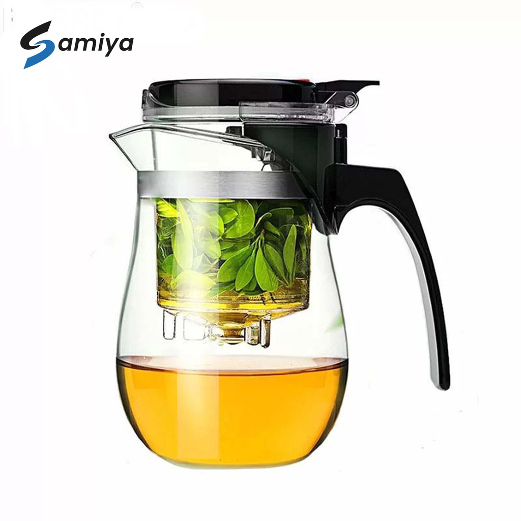 teapot glass infuser borosilicate heat resistant 500ml / teko teh kaca / tea maker saringan filter