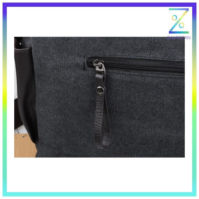 KAKA Tas Selempang Pria Korean Canvas Messenger Bag - K2642 - Black/Gr