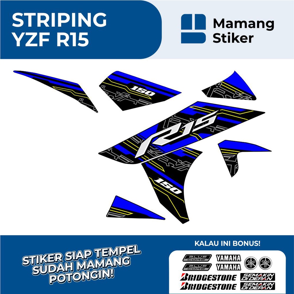 STRIPING YAHAMA R15 V2 SEMIFULLBODY GRAFIS (14) SIMPEL/STICKER MOTOR R15 LAMA SEMI FULL BODY/STIKER 