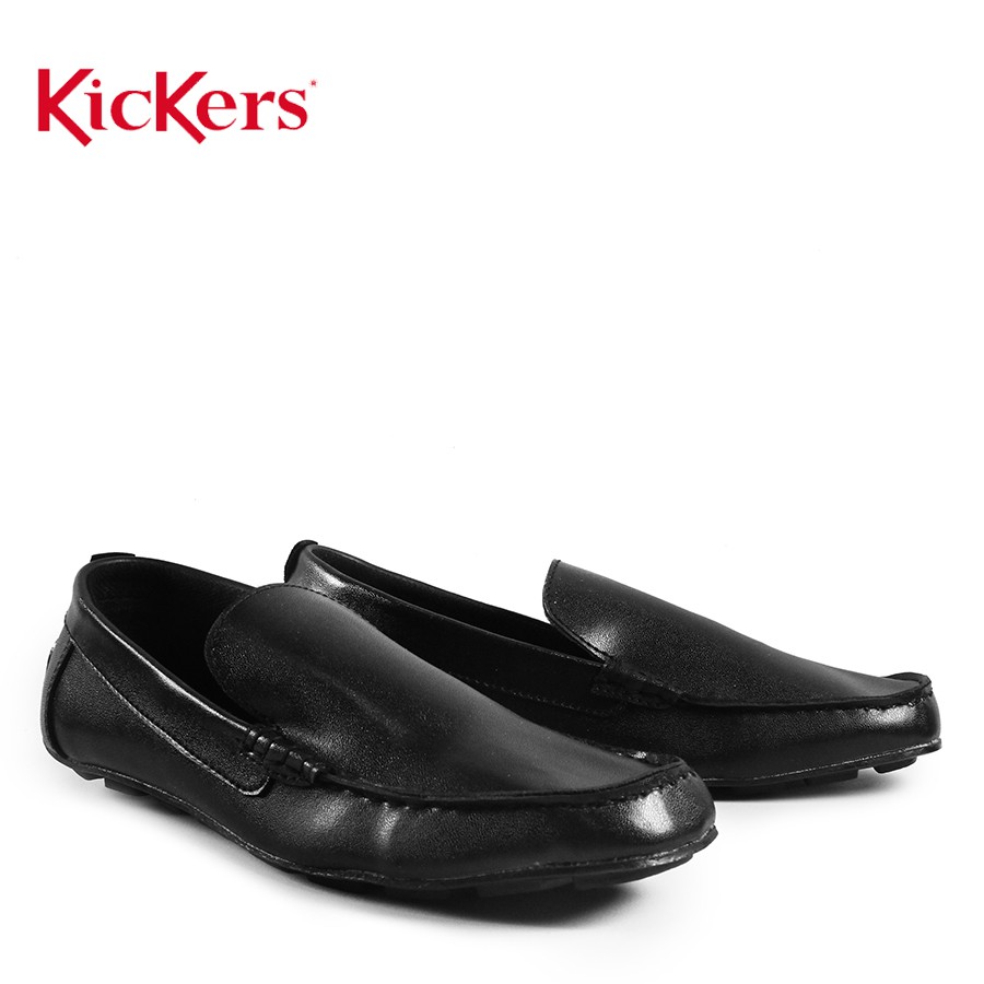 MS SHOP - Sepatu Formal Tanpa Tali Pria Kickers Piro Hitam Mocasin Slop Kulit Kasual Slipon Santai