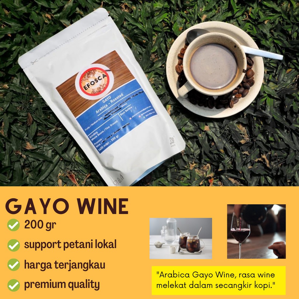 

Kopi Arabica Gayo Wine - Roasted Beans (Biji)