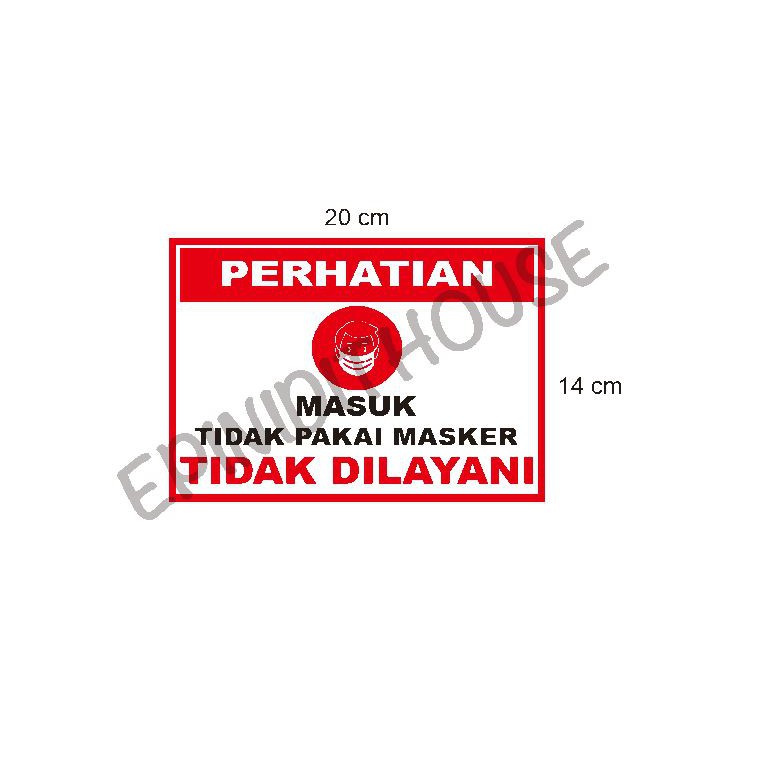 

Stiker Vinyl Masuk Tidak Pakai Masker Dilayani Restoran Toko Shop Cafe