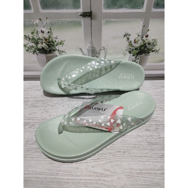 SANDAL JEPIT PEREMPUAN  KARET LUOFU TERBARU E7164 Motif,Sandal jelly wanita kekinian nyaman Empuk