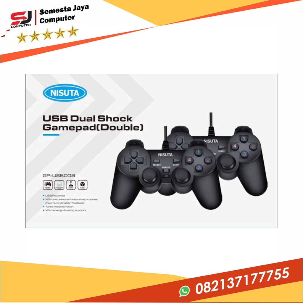 Nisuta GP-USB008 Gamepad Double hitam USB - Hitam