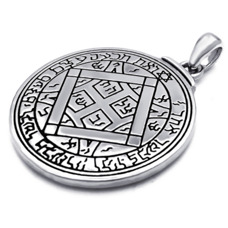 Fashion Charm Mens Boys Pewter Pendant Necklace Talisman of Venus Solomon Seal Kabbalah Chain Jewelry