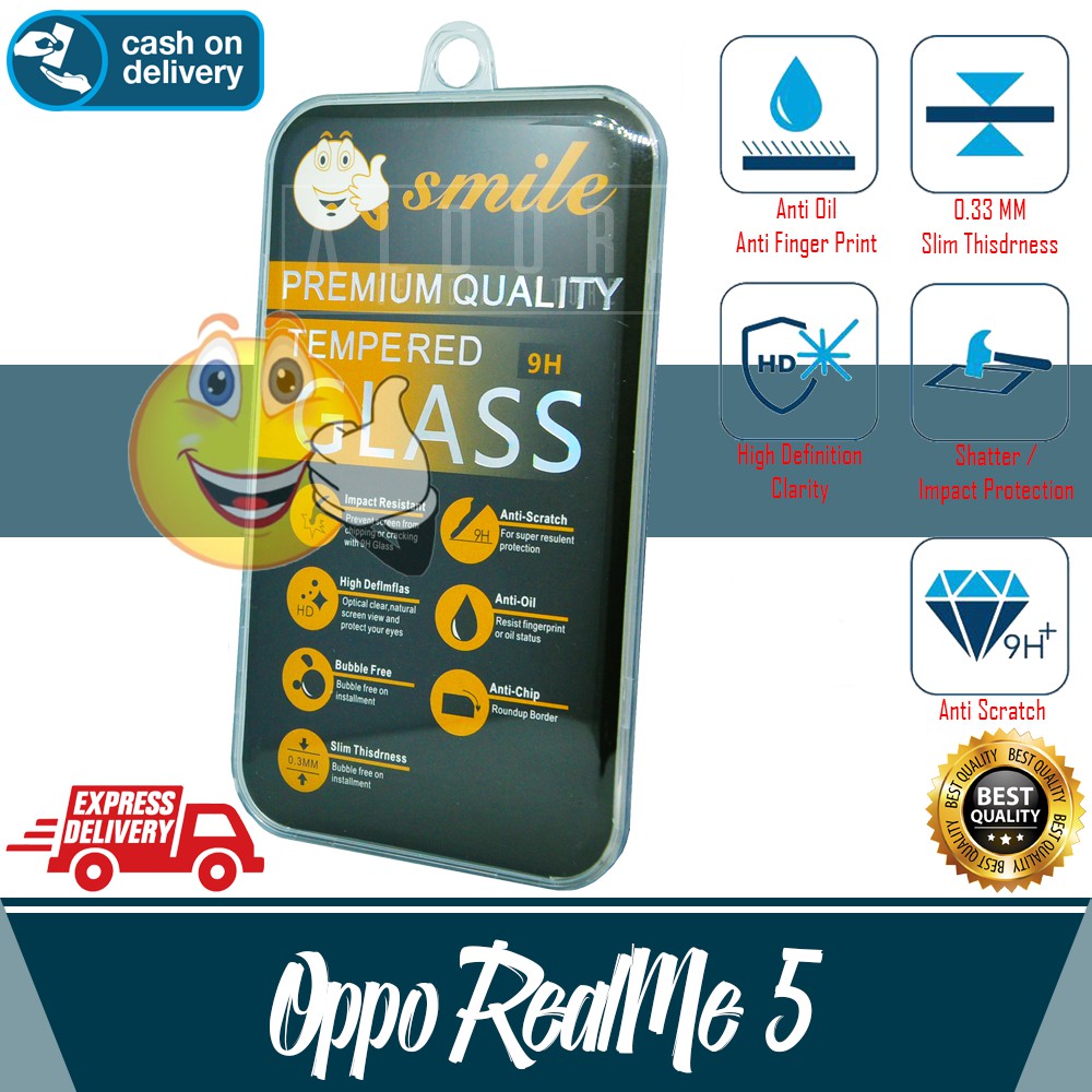 Tempered Glass Bening Oppo RealMe 5 / RealMe 5i  Anti Gores Kaca Pelindung Layar High Grade Quality
