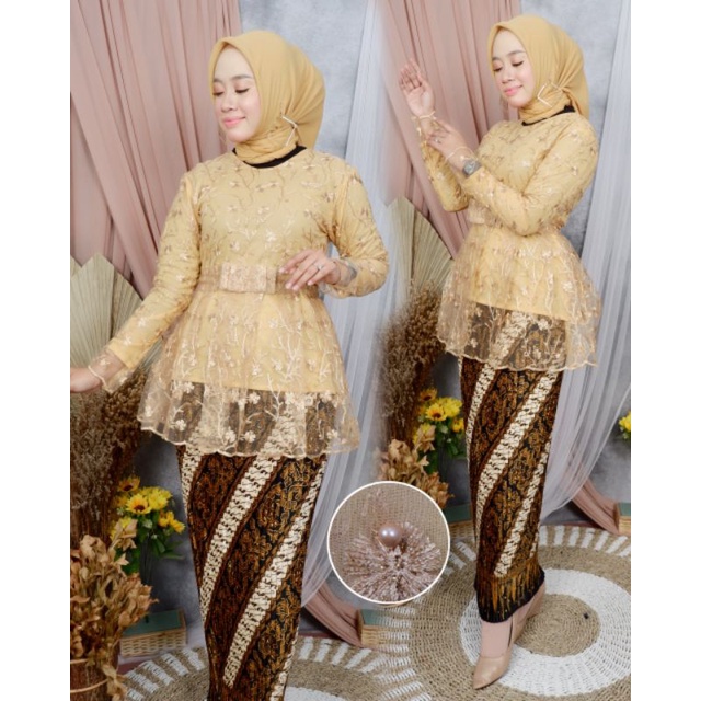 IndahKebaya | SET KEBAYA TILLE WISUDA / KEBAYA  KEKINIAN /  KEBAYA MARSYA OUTFIT  CANTIK / MOCCA