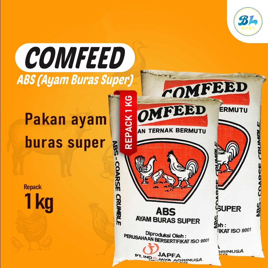 Pakan Ayam ABS Ayam Buras Super Kemasan Repack 1 Kg