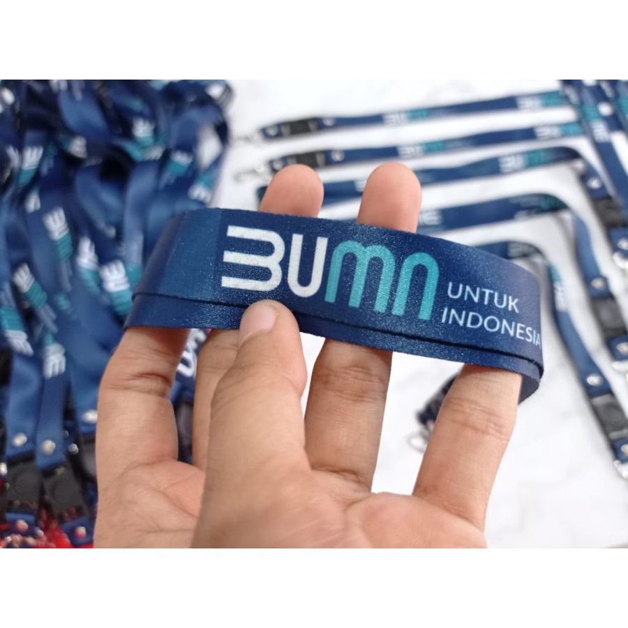 

Lanyard Custom BUMN / Lanyard BUMN Biru Full Design Custom Digital Printing / Surabaya