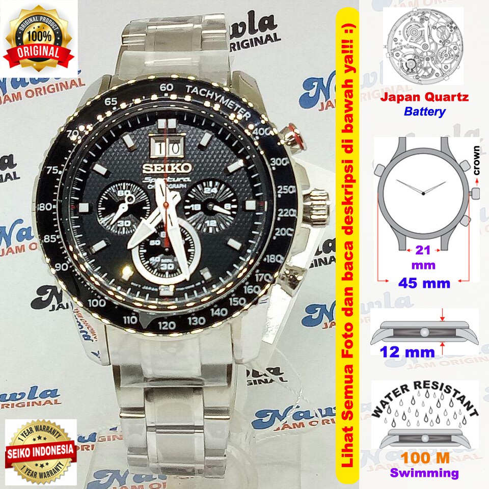 Seiko Sportura SPC137P1 Chronograph Sapphire - Jam Tangan Pria SPC137