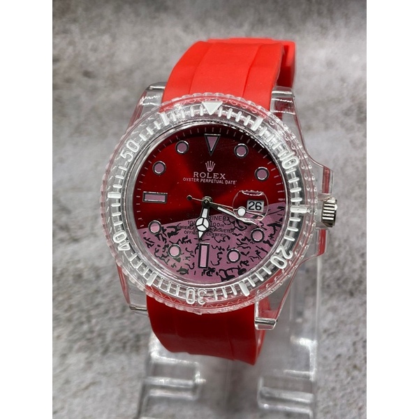 Jam Tangan Fashion ROLEX Transparan Rubber Wanita Tanggal aktif