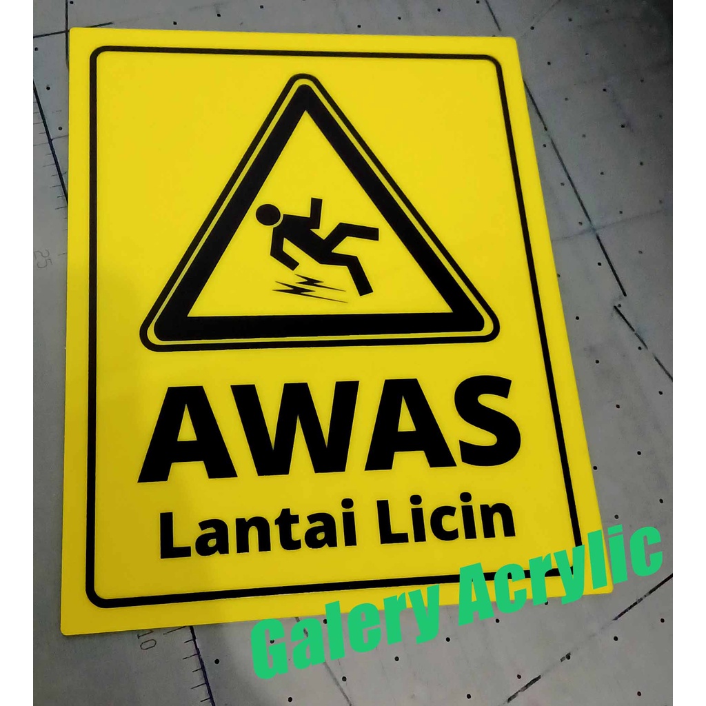

Baru Sign Label Acrylic Sign Board Papan Rambu Awas Lantai Licin
