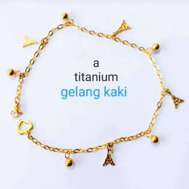 Gelang kaki titanium asli, awet, tidak luntur