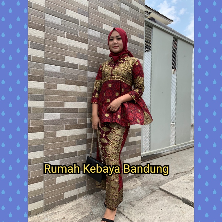 SETELAN PEPLUM BABYDOLL MOTIF SONGKET BATIK JUPRI PALEMBANG RUMAH KEBAYA BANDUNG RUMAH SONGKET BANDUNG