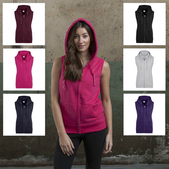 jaket Sleveless Hoodie Zipper Jacket vest Rompi Kerudung Tanpa Lengan