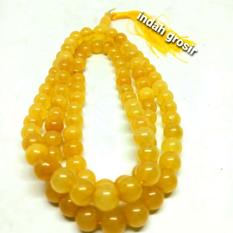 TASBIH BATU NATURAL YELLOW JADE GIOK 10MM 99BUTIR ORIGINAL