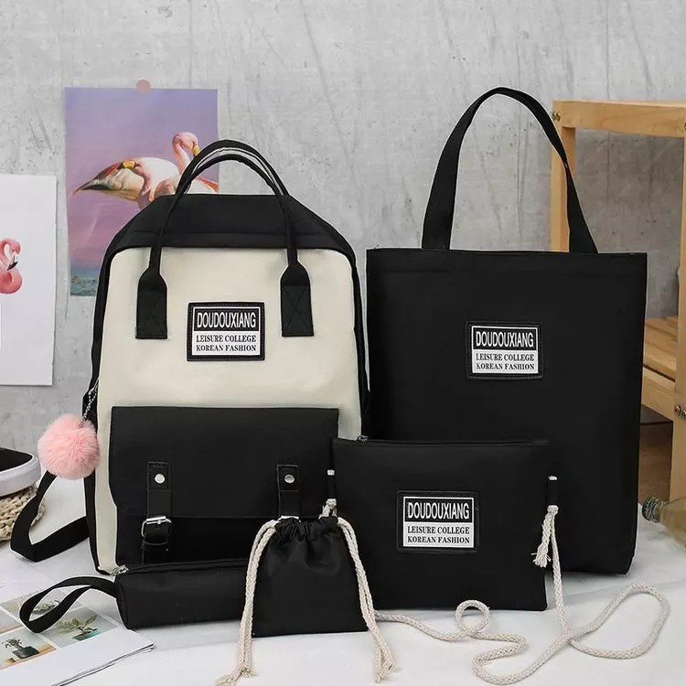 RR TAS AFGAN - Tas Sekolah Anak SD SMP SMA Ransel Backpack Fashion Wanita Korea Stylish-AFGAN HITAM