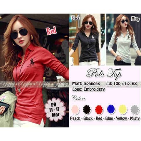 Top Polo Shirt sisa merah