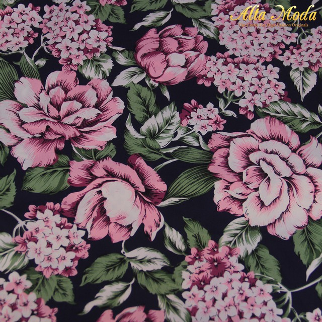 

Alta Moda Katun Stretch Navy Motif Bunga Pink (1M)