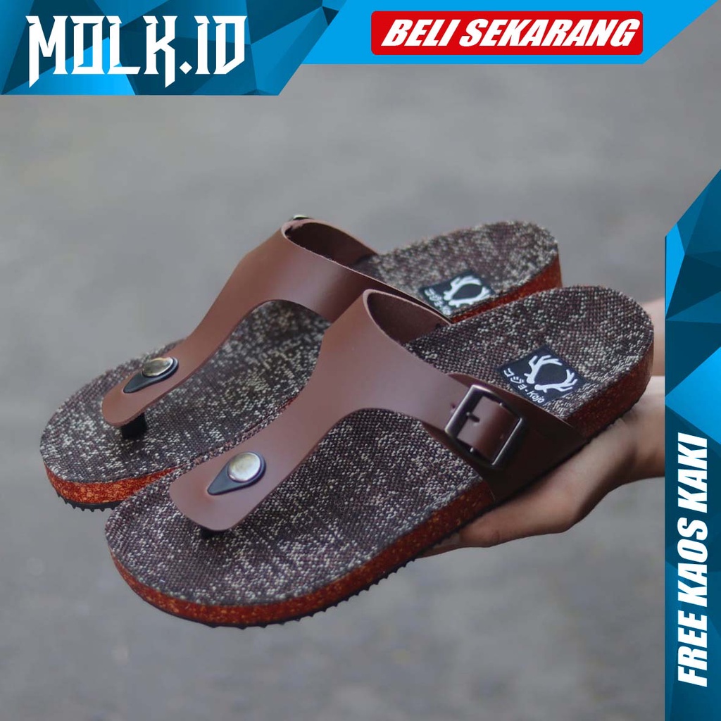 MOLK|Sandal Casual Kasual Jepit Pria Kulit Sintetik Original Sandal Distro Hangout Ngemall