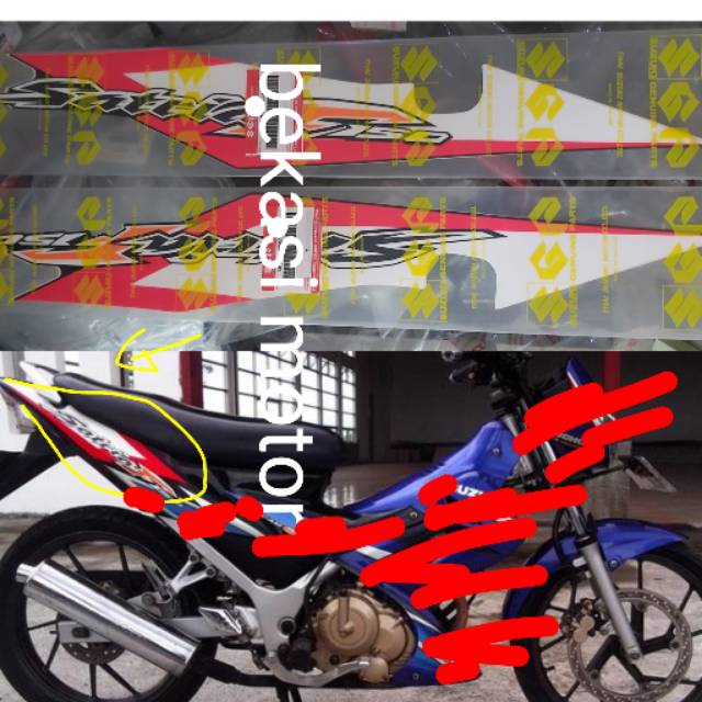 stiker sticker striping suzuki satria fu CBU biru original thailand sepasang