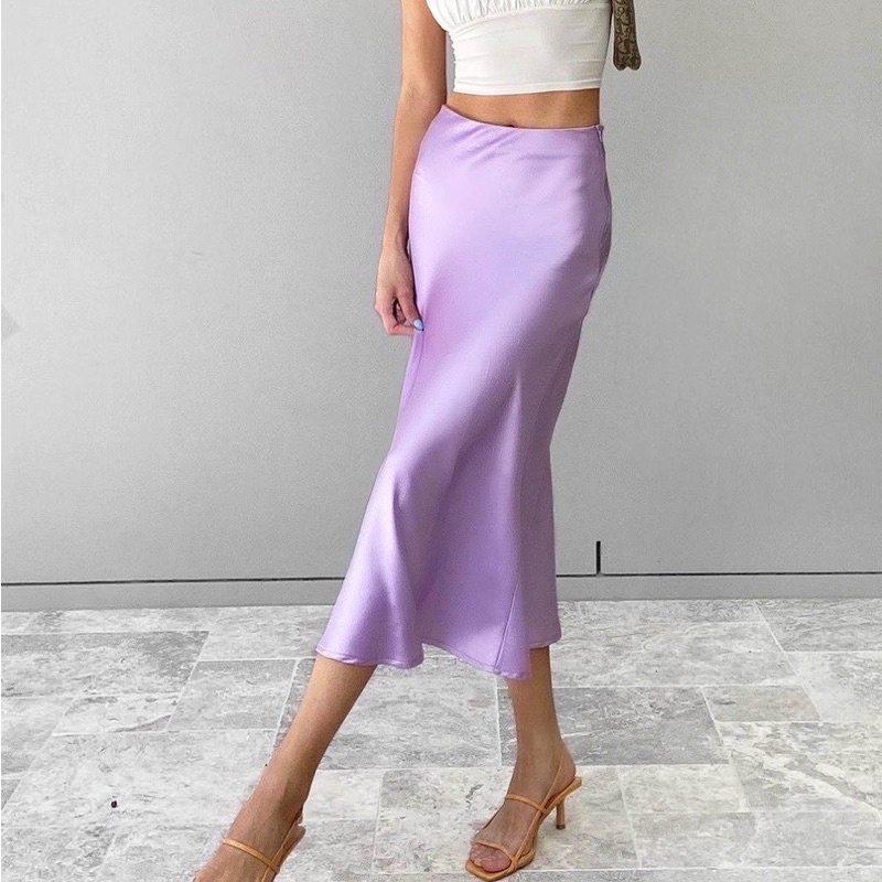 satin mid skirt