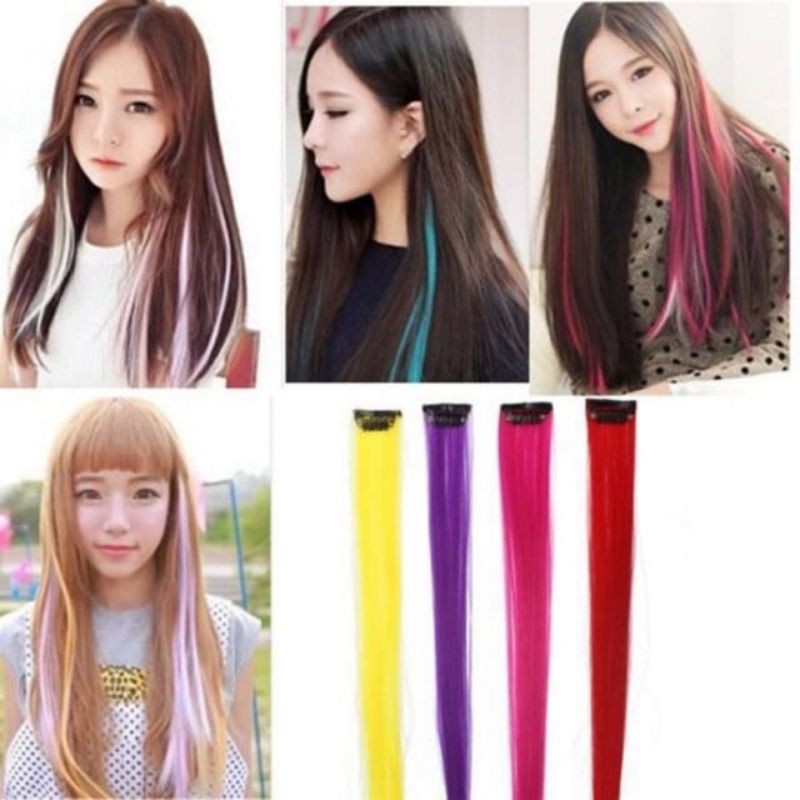 KLF - RAMBUT PALSU WARNA WARNI / HAIRCLIP WARNA wig hair clip colour highlight / rambut sambung pals
